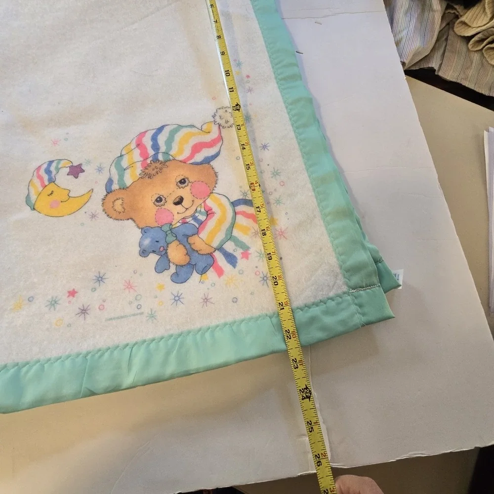Vintage Riegel Teddy‎ Beddy Bear Baby Blanket Satin Trim 36
